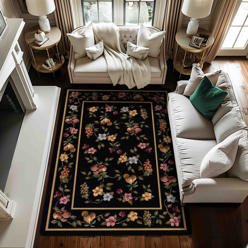 Alminus Signature Lorelei Onyx Floral Area Rug, Rectangle 3'10" x 5'4"