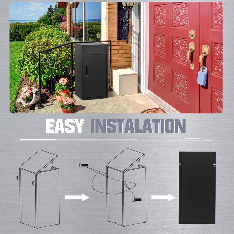 Express Delivery Boxes For Outside, 56" H x 16.34" W x 17.72" D, Black