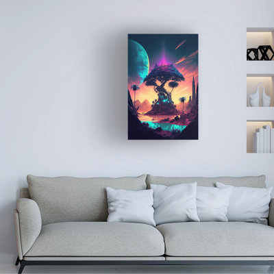 Wrapped Canvas Wall Art - Wumples  'Onyx Abyss 10' Wall Art for Living Room, Bedroom, or Office Décor  - 12x19