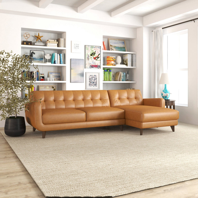 Canapé modulaire en cuir brun clair Allison