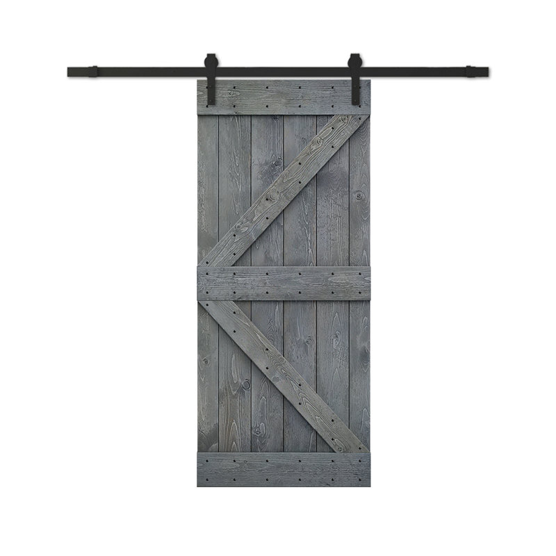 Porte de grange à panneaux K Series, 30 po x 84 po, Gris métallisé, Noir mat