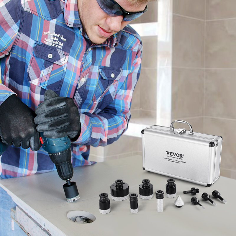 Ensemble de forets WFX Utility ™ Diamond Core, 8 pièces, 6-65mm, avec mèche à doigts et étui de rangement pour carreaux