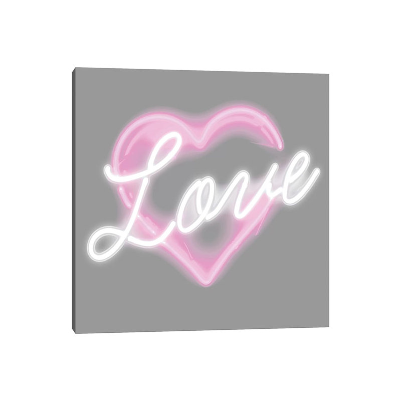 Neon Love Pink On White by Hailey Carr - Wrapped Canvas Gallery-Wrapped Canvas Giclée, 93.98 cm H x 93.98 cm W x 1.91 cm D