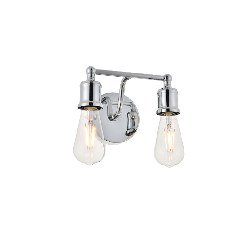 Sumas Dimmable Armed Sconce, Chrome, 5.6" H x 8.7" W x 8.7" D, 2 Lights