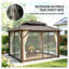 Hardtop Gazebo with Double-Tier Galvanized Steel Roof and Netting - Black/Brown