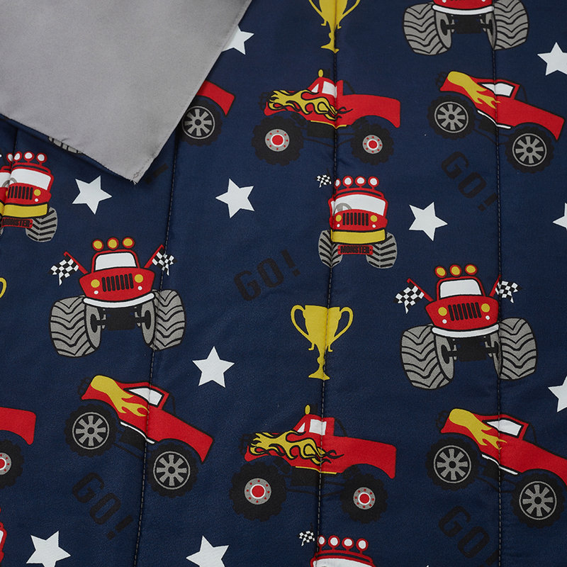 ALEX + BELLA Monster Truck Navy Soft Microfiber Comforter Set, Full Comforter + 2 Shams + 1 Throw Pillow