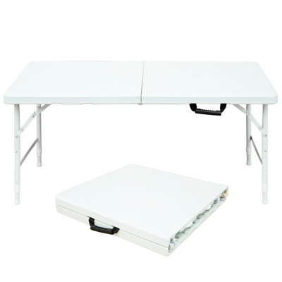 Table pliante portative de 4 pi pour le camping, blanc, arpentage intérieur et extérieur, capacité de poids maximale de 135 kg, pliable avec équipement de maintien fixe, surface de table imperméable et lisse, stable
