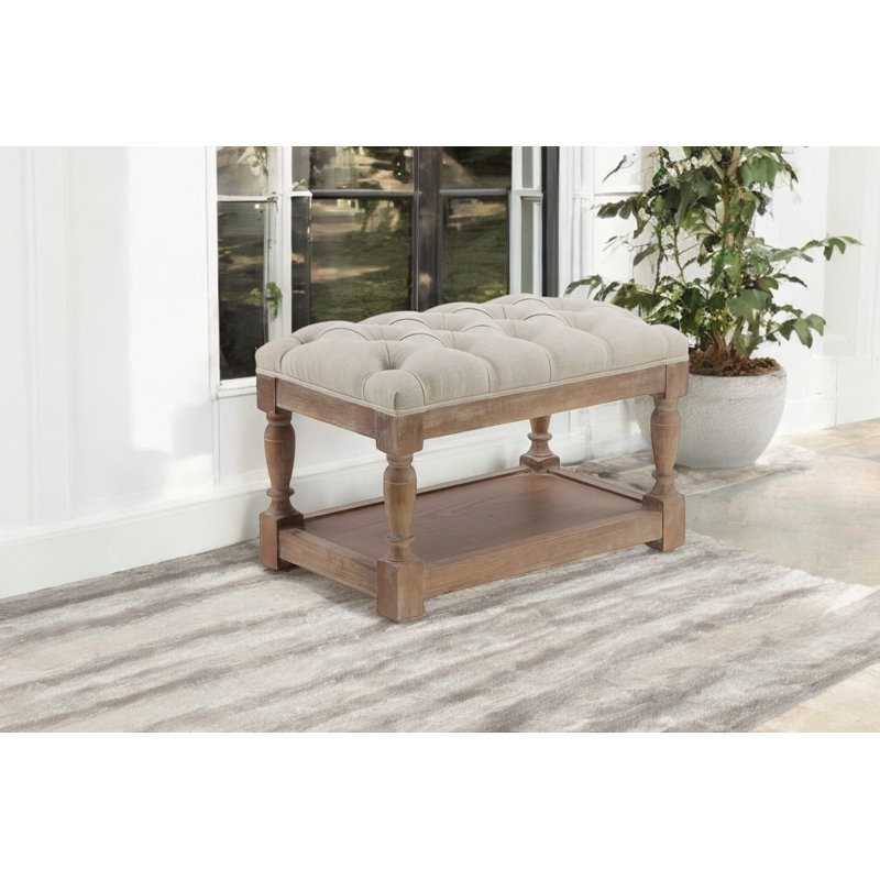 Pangea Home Athena Upholstered Rectangle Storage Bench/Stool – Contemporary Tufted Seating for Living Room, Office, Entry Way or Bedroom