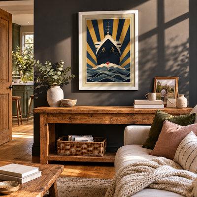 Maritime Sunrise Art Deco - Framed Print