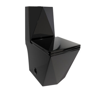 Toilette allongée une pièce Yingze, hauteur de chaise conforme à l'ADA de 16,5 po, double chasse d'eau de 1,1 / 1,6 GPF, siège à fermeture douce et silencieuse, jupe en porcelaine sans soudure