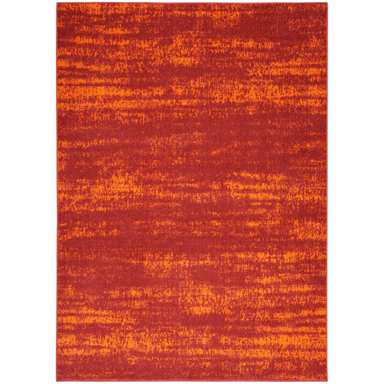 Pentworth Machine Woven Chenille Indoor/Outdoor Area Rug in Red