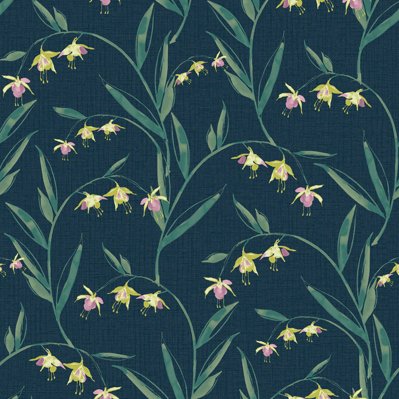 Laura Ashley - papier peint ardoise fuchsia fulwell, Bleu