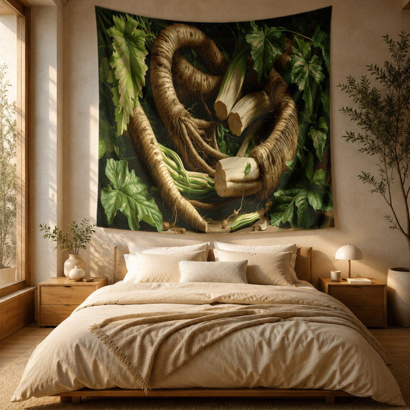 Tapisserie murale légumes manioc Yuca, 88 po x 104 po