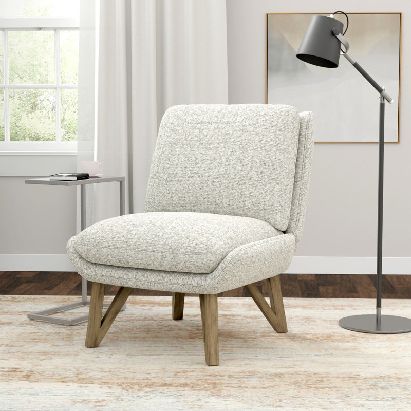 Chaise d'appoint rembourrée Hakimuddin, Polyester blanc