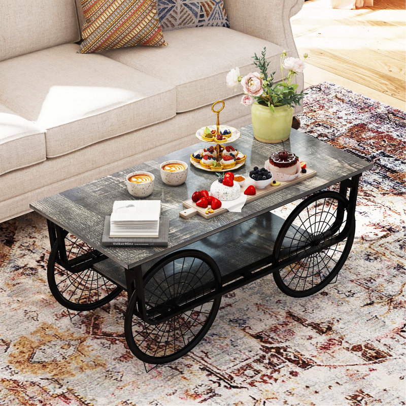 Table basse de style moderne Table basse rectangulaire Table de bout Table d'appoint au design rétro avec base robuste pour le décor du salon