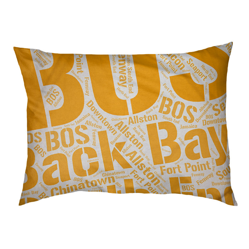 Coussin de chien « districts », Très grand (H 17 po x l 50 po x P 40 po), Boston, Orange