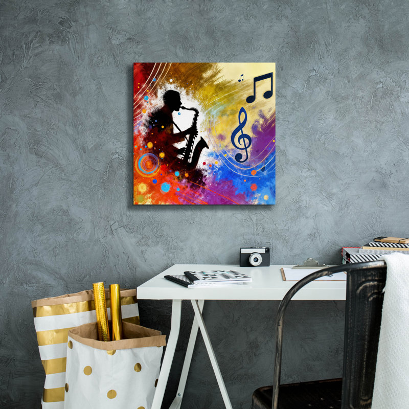 «Sax Player» par Rey Klimt, art mural, H 18 po x l 18 po