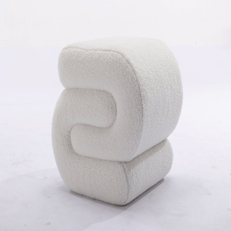 Tabouret de maquillage avec repose-pieds Teddy, Ivoire ivoire