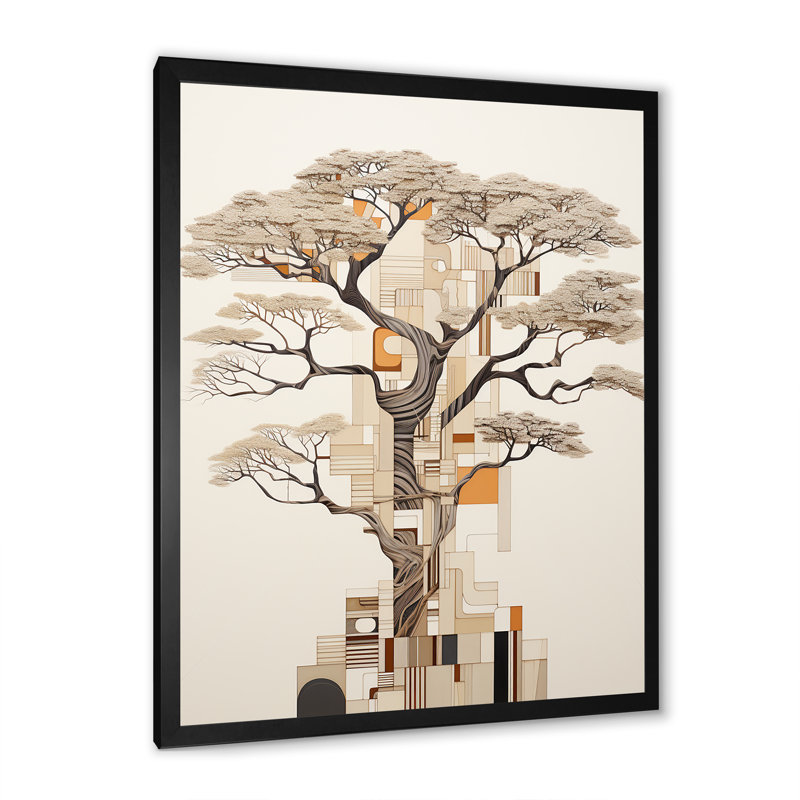 «Baobab Tree Beige Minimalisme IV», reproduction d'art sur toile, H 20 po x l 12 po, Toile tendue