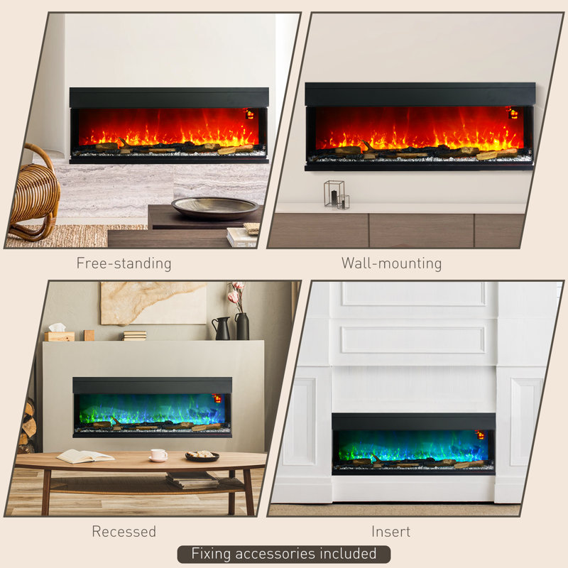 Symple Stuff Black Electric Fireplace with 5652 BTU, 50cm H x 127cm W x 26cm D