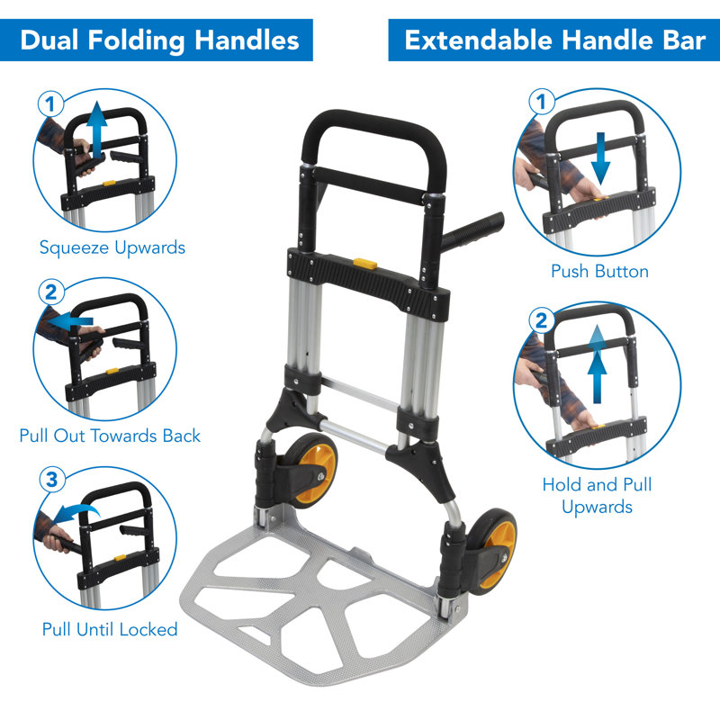 Mount-It! Heavy Duty Hand Truck Dolly, 440 Pound Weight Capacity for Moving with Wheels and Handle