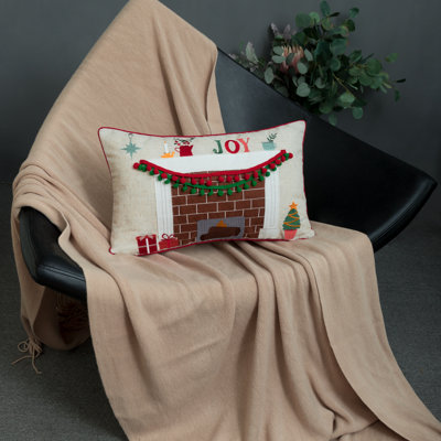 Housse de coussin décorative de Noël avec flammes et taie décorative 12 po x 20 po