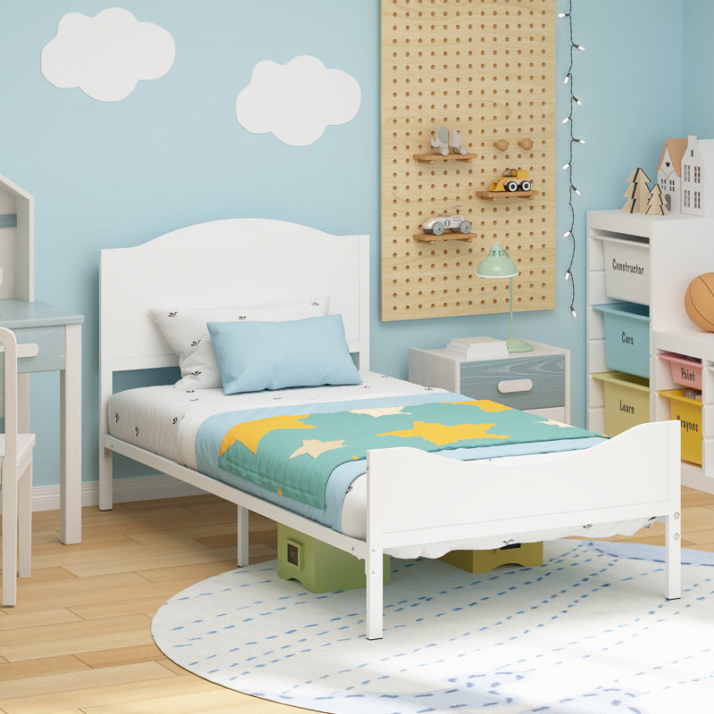 Alawi Standard Platform Bed, White, Twin