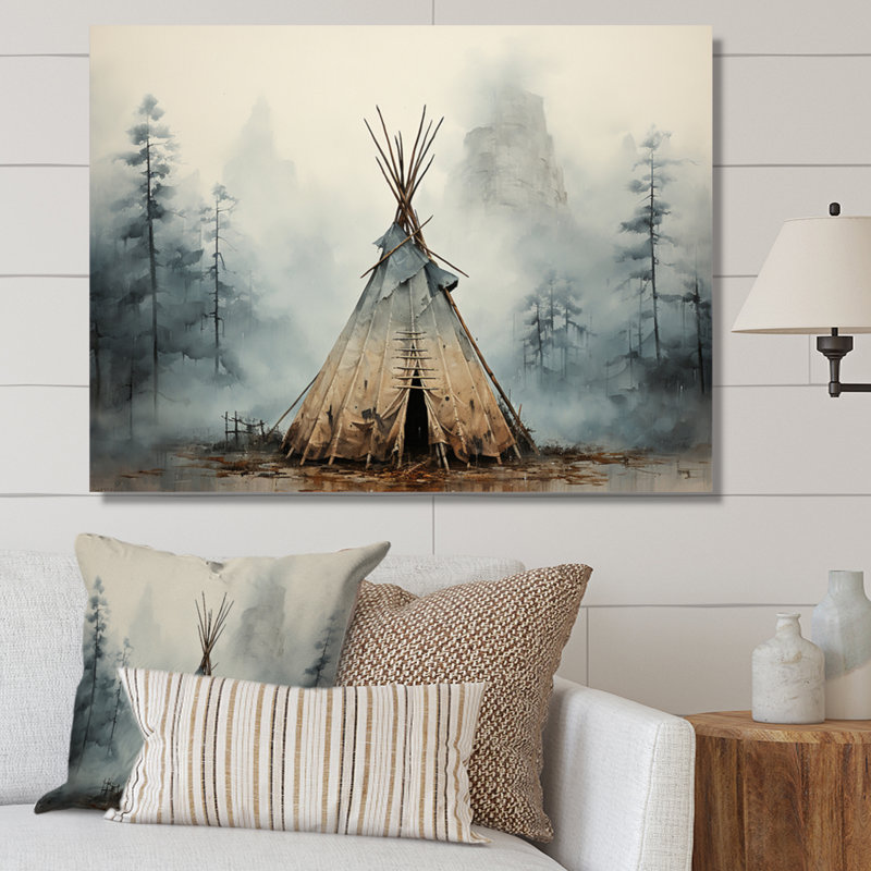 Tente de jeu gris natif. «Whispers Of Spirit», reproduction d'art sur toile encadrée, H 34 po x l 44 po, Toile tendue