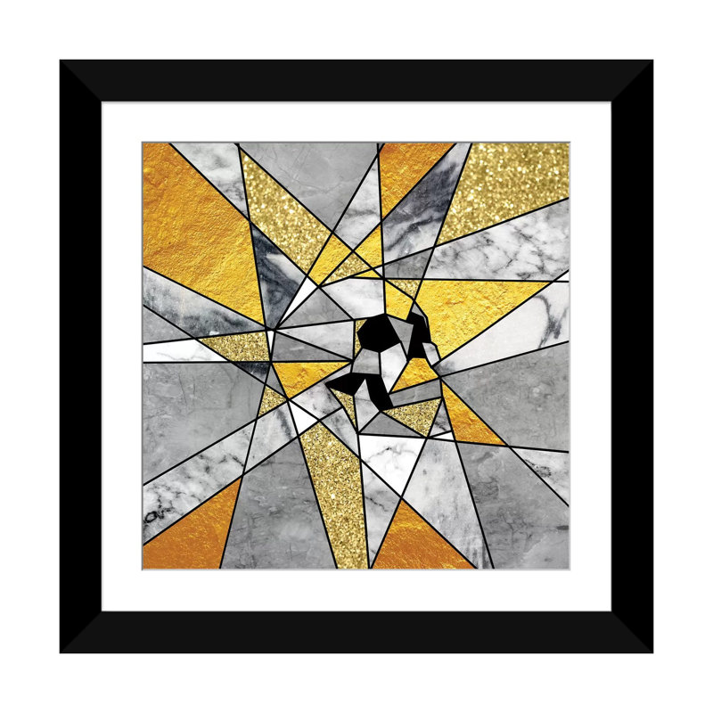« fragment, square » par ali gulec, impression sur toile tendue, H 16 po x l 16 po x P 1 po, Papier d'art encadré noir, Blanc