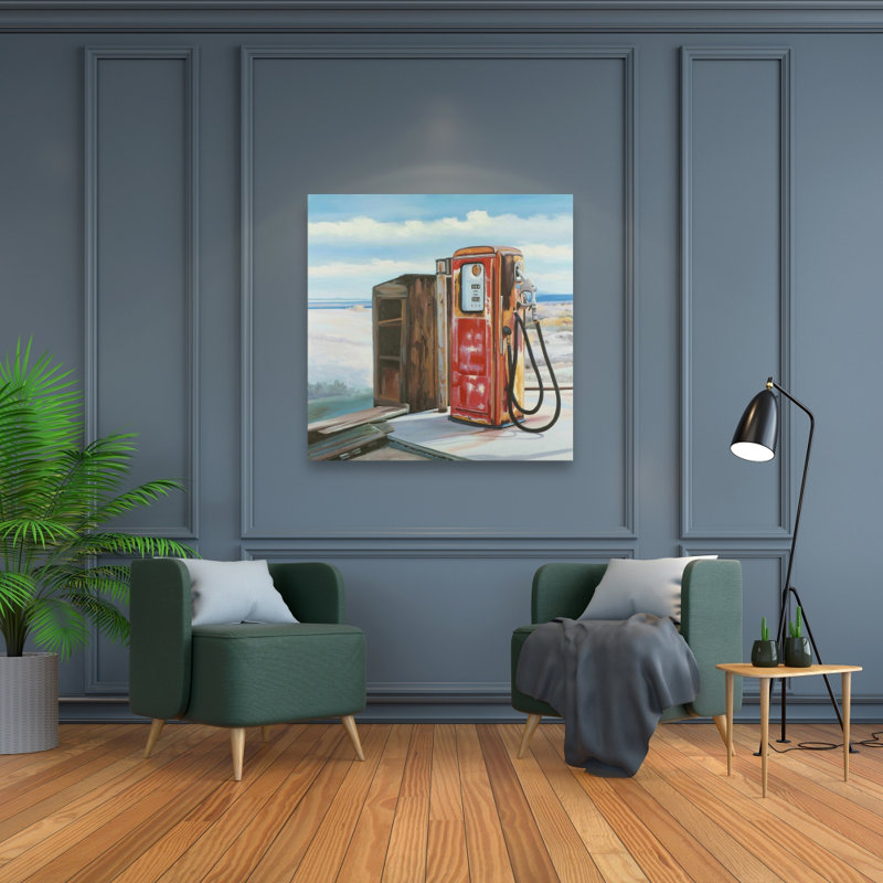 Old Gas Pump Canvas | Red Object Home Decor Art