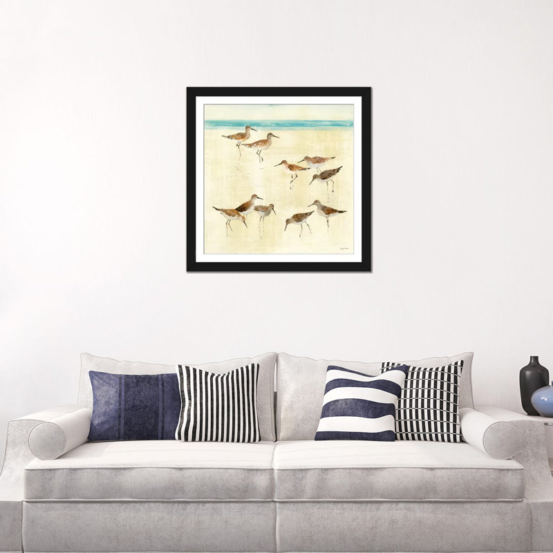 Impression sur toile Sandpipers, Papier d'art encadré noir, Blanc, H 24 po x l 24 po x P 1 po