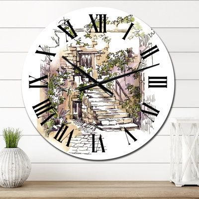 Vintage Old Europe View V - Horloge murale rétro