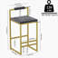 Ensemble de 2 tabourets de bar avec dossier et repose-pieds, chaises de salle à manger rembourrées en velours pour îlot de cuisine (doré et gris)-1248484993-1248484999