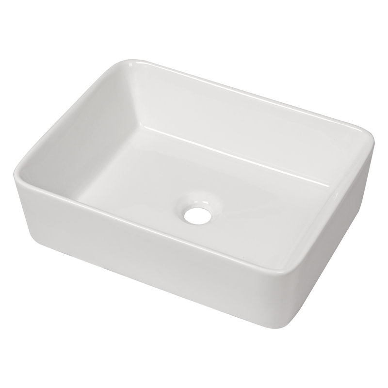 Lavabo de salle de bain vasque rectangulaire en céramique blanche