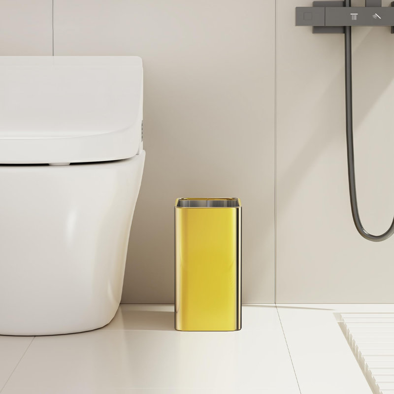 Small Bathroom Trash Can 2.1 Gallon Wastebasket, Gold