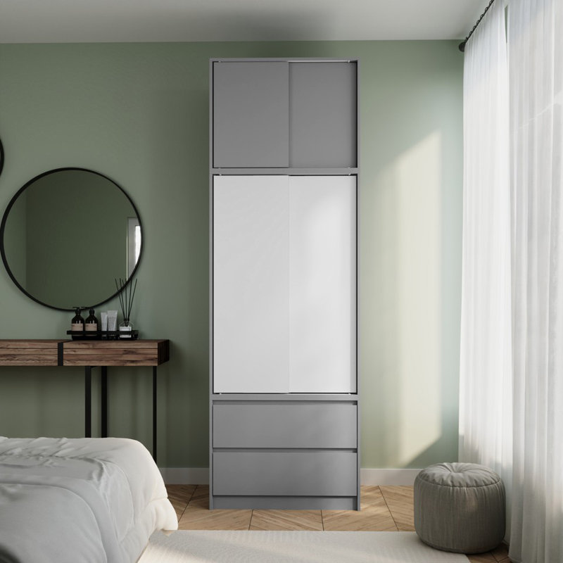 Engineered Wood Wardrobe, Grey/White