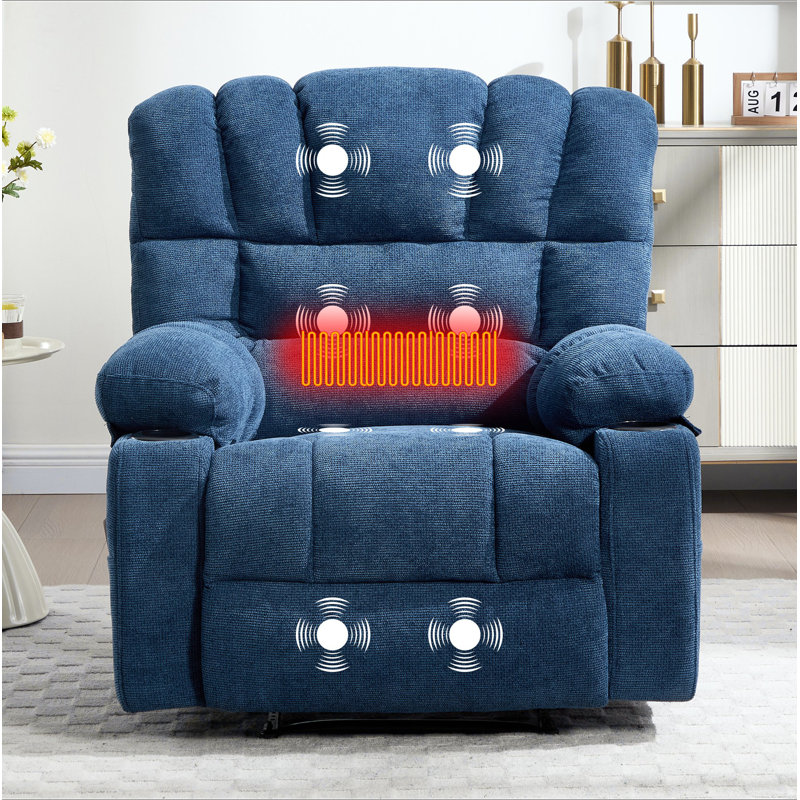 Fauteuil inclinable avec chauffage et vibration, Bleu