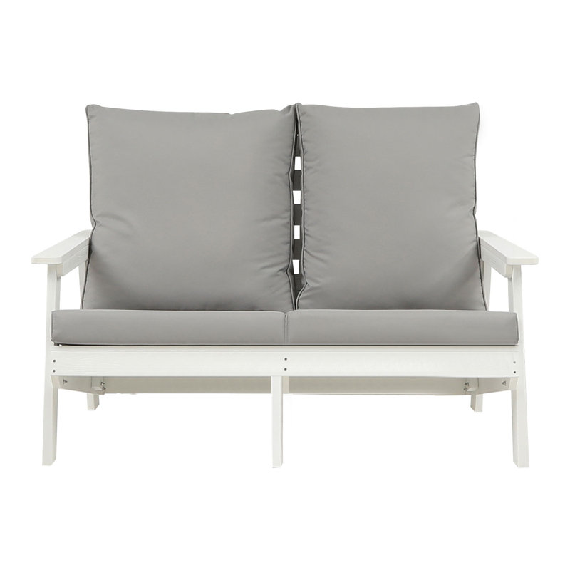 Marcial HIPS Outdoor Loveseat, Gray/White