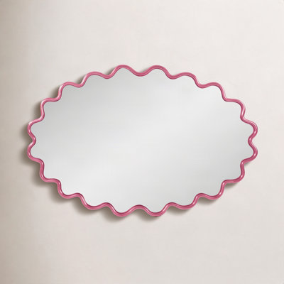 Modern Wavy Framed Oval Wall Mirror