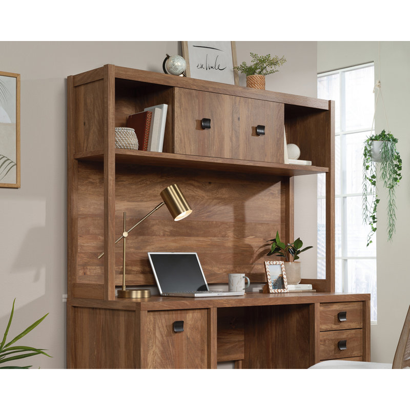60" Sindoori Mango MDF Desktop Hutch with Sliding Doors