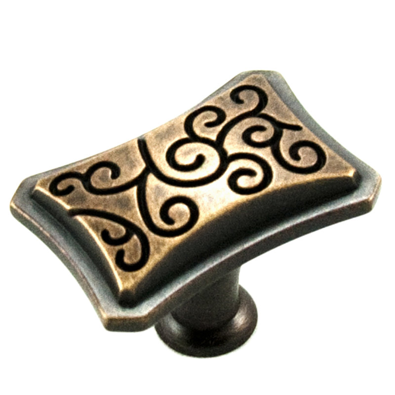 Palermo Brushed Brass Rectangular Cabinet Knob with Mounting Hardware