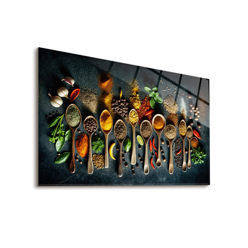 Carreau de dosseret en verre trempé Spice Symphony - Décoration murale de cuisine, H 18 po x l 30 po