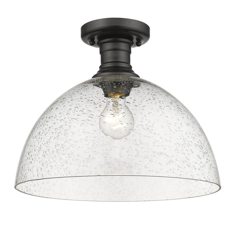 Bales Glass Semi Flush Mount, Matte Black