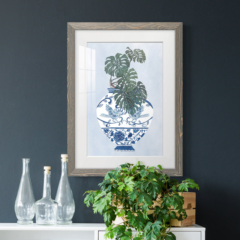 Vase au clair de lune II - peinture encadrée, Cadre gris, H 20 po x l 17 po x P 1 po