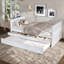 Lit plateforme simple avec tiroirs et lit gigogne, lit de jour en bois massif, sans sommier, blanc-417809057