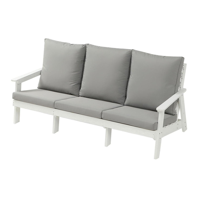 Canapé 3 places avec coussin, Gris, Blanc
