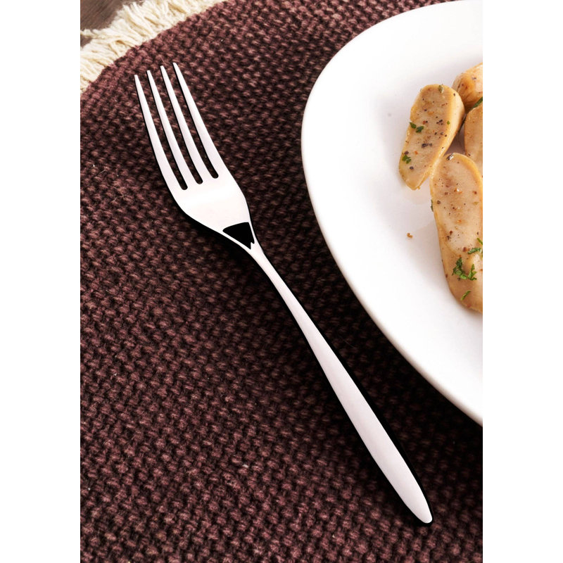 Fourchette à dîner en acier inoxydable lilas | 8,2 po, argent, ensemble de 12