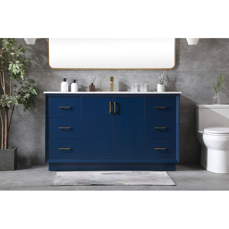 Hayes 60'' Single Bathroom Vanity with Engineered Marble Top, Gray