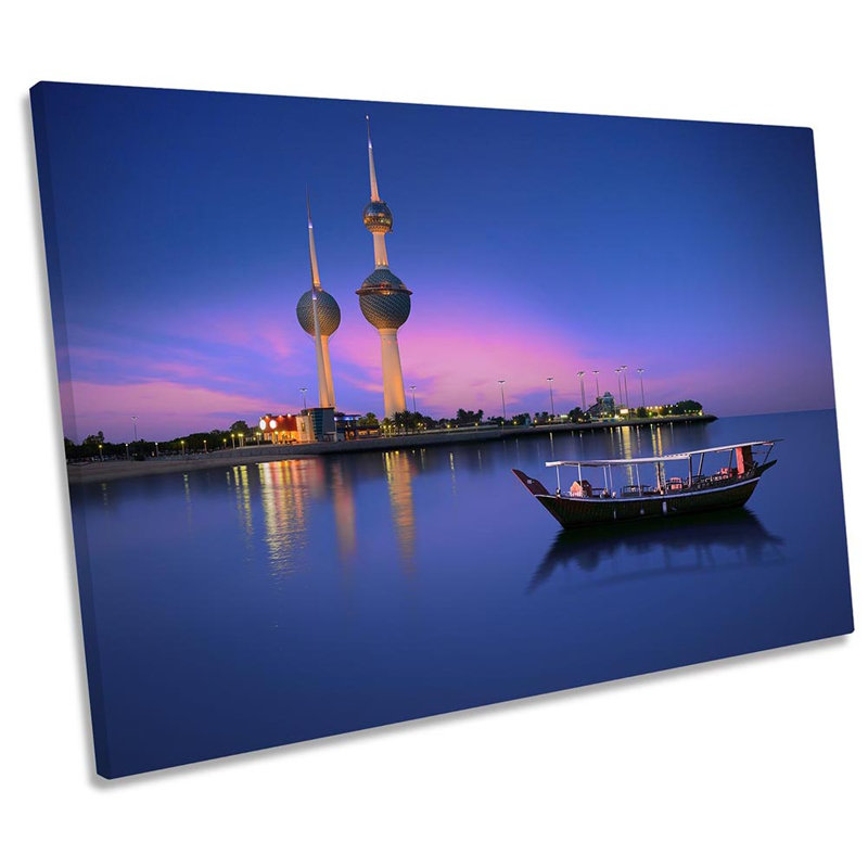 Kuwait Towers Cityscape Framed - Wrapped Canvas Print, 91.4cm H x 137.2cm W x 4cm D