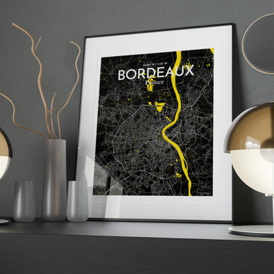 Bordeaux City Map in Times 1 Piece Wall Art